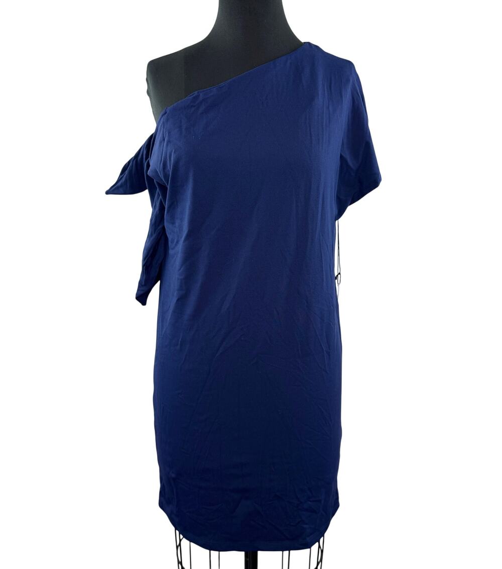 SUSANA MONACO Navy Blue Off Shoulder Bow Dress Stretch Casual Party S Small NEW